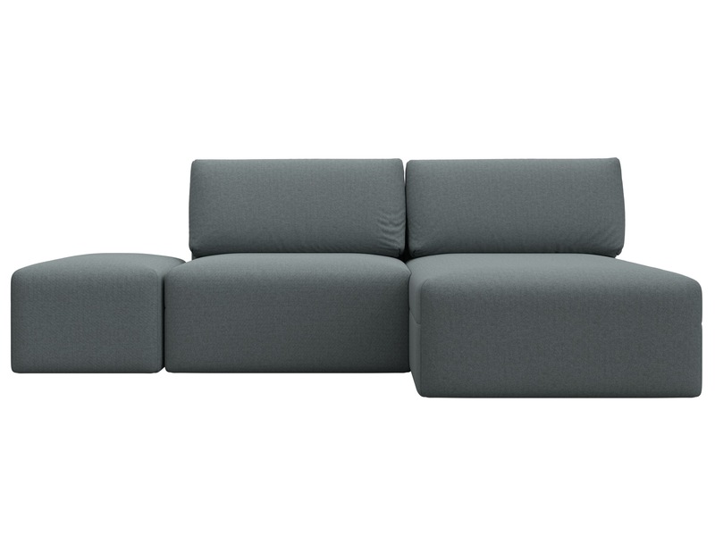 Диван угловой модульный с пуфом Лига-060 НПБ угол универсальный, Экокожа, GRIFON 15 серый