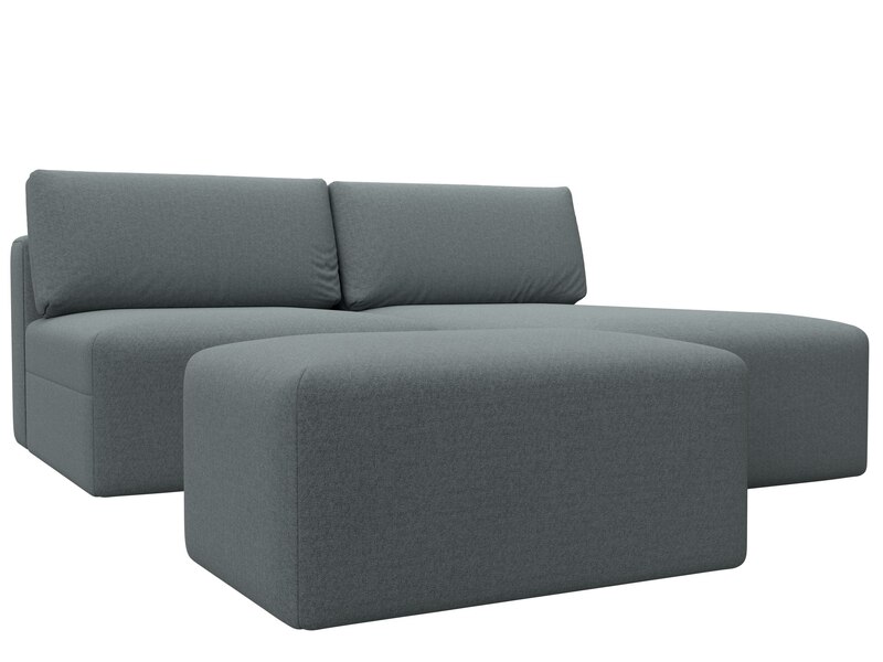 Диван угловой модульный с пуфом Лига-060 НПБ угол универсальный, Экокожа, GRIFON 15 серый