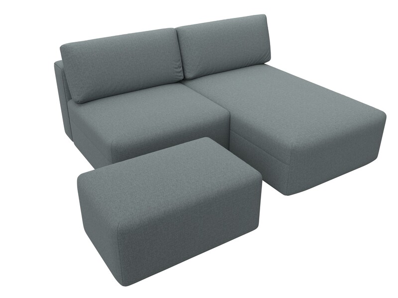 Диван угловой модульный с пуфом Лига-060 НПБ угол универсальный, Экокожа, GRIFON 15 серый