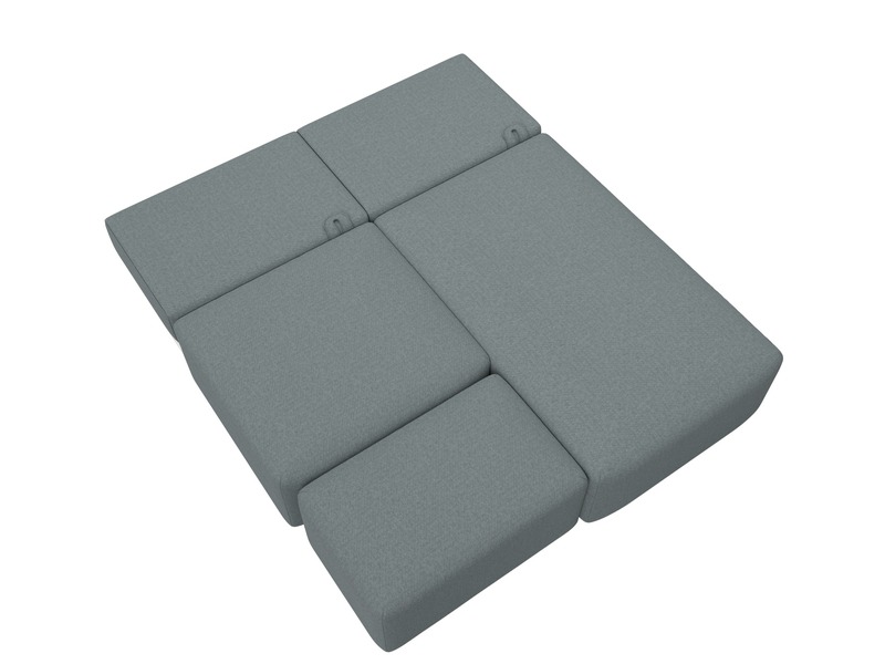 Диван угловой модульный с пуфом Лига-060 НПБ угол универсальный, Экокожа, GRIFON 15 серый