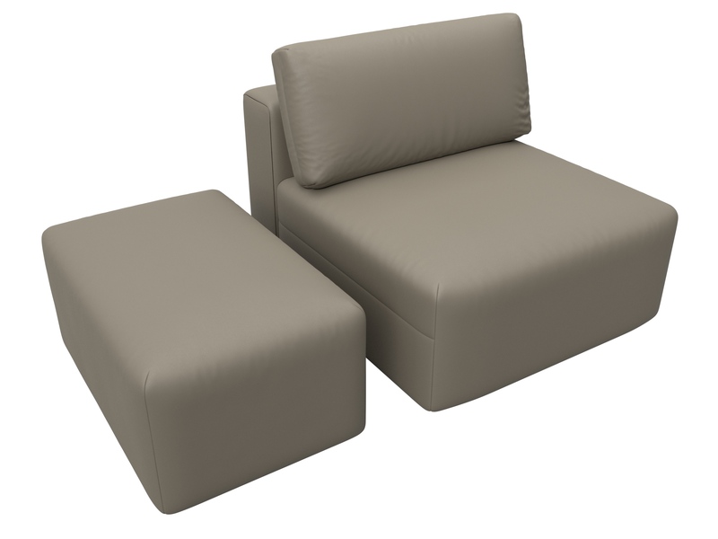 Модули диван и пуф Лига-060 НПБ, Экокожа, GRIFON 04 бежевый