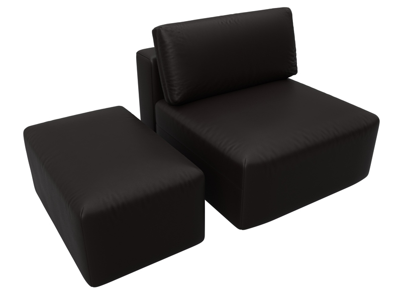 Модули диван и пуф Лига-060 НПБ, Экокожа, GRIFON 12 коричневый