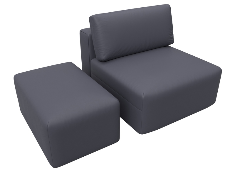 Модули диван и пуф Лига-060 НПБ, Экокожа, GRIFON 15 серый