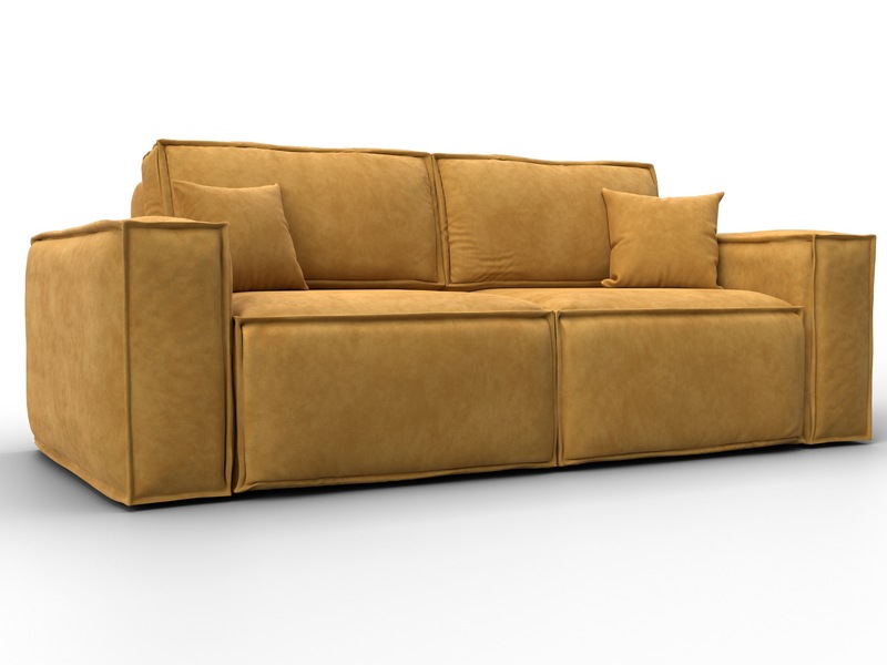 Диван прямой Лига-081 НПБ, Велюр, BRUT 10 желтый