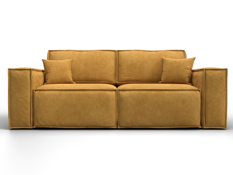 Диван прямой Лига-081 НПБ, Велюр, BRUT 10 желтый