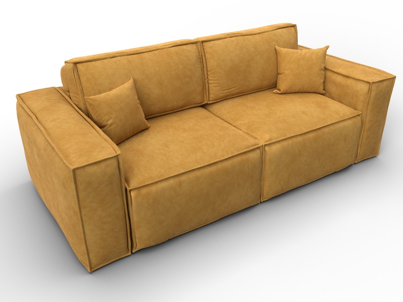 Диван прямой Лига-081 НПБ, Велюр, BRUT 10 желтый