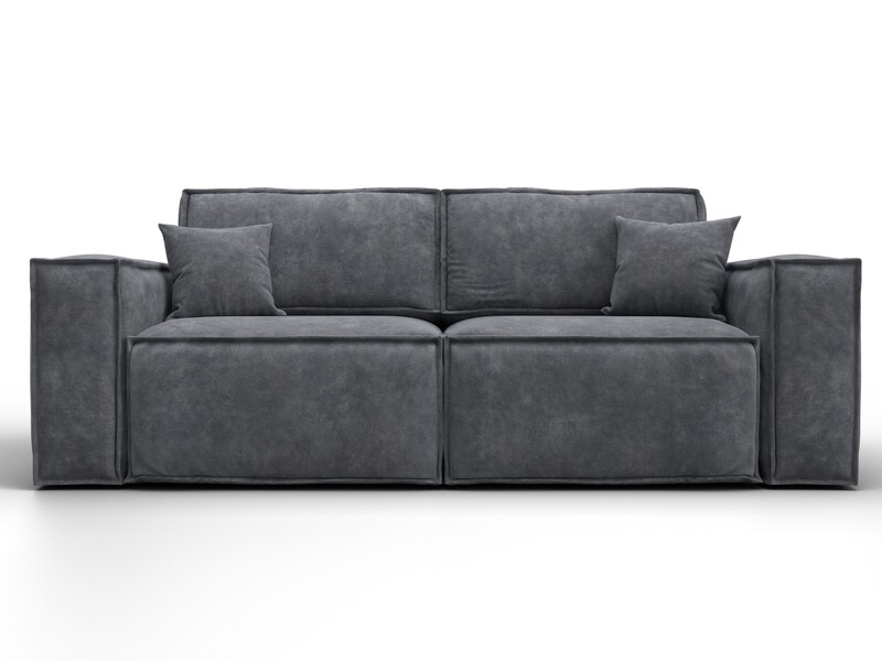 Диван прямой Лига-081 НПБ, Велюр, BRUT 16 темно-серый