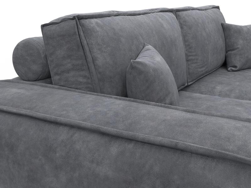 Диван прямой Лига-081 НПБ, Велюр, BRUT 16 темно-серый