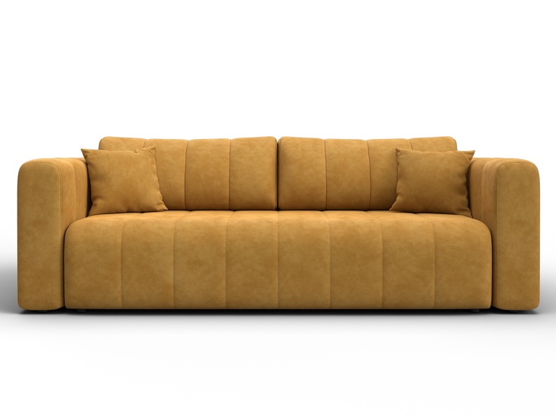 Диван прямой Лига-062 НПБ, Велюр, BRUT 10 желтый