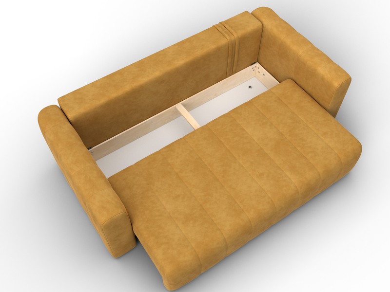 Диван прямой Лига-062 НПБ, Велюр, BRUT 10 желтый