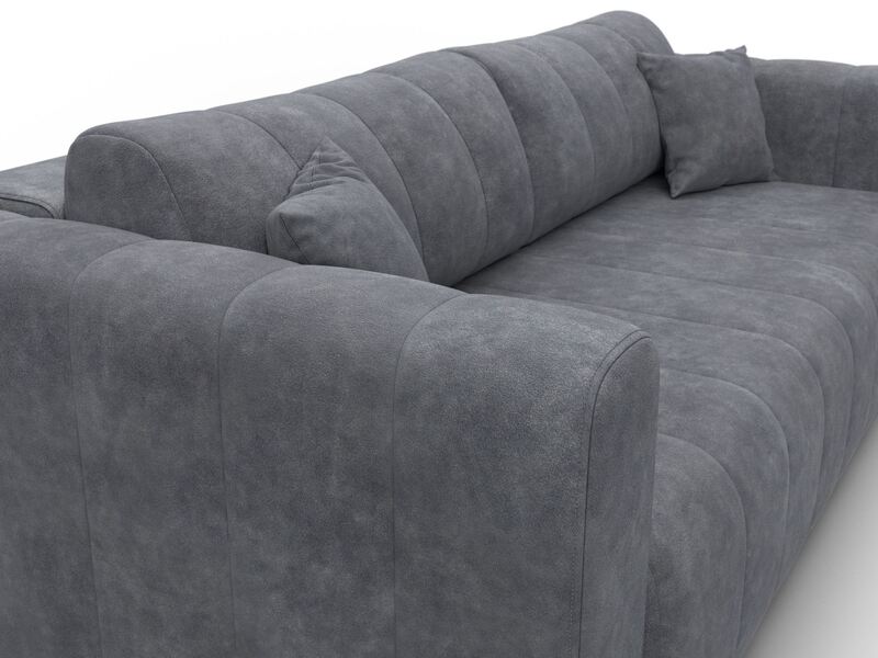 Диван прямой Лига-062 НПБ, Велюр, BRUT 16 темно-серый