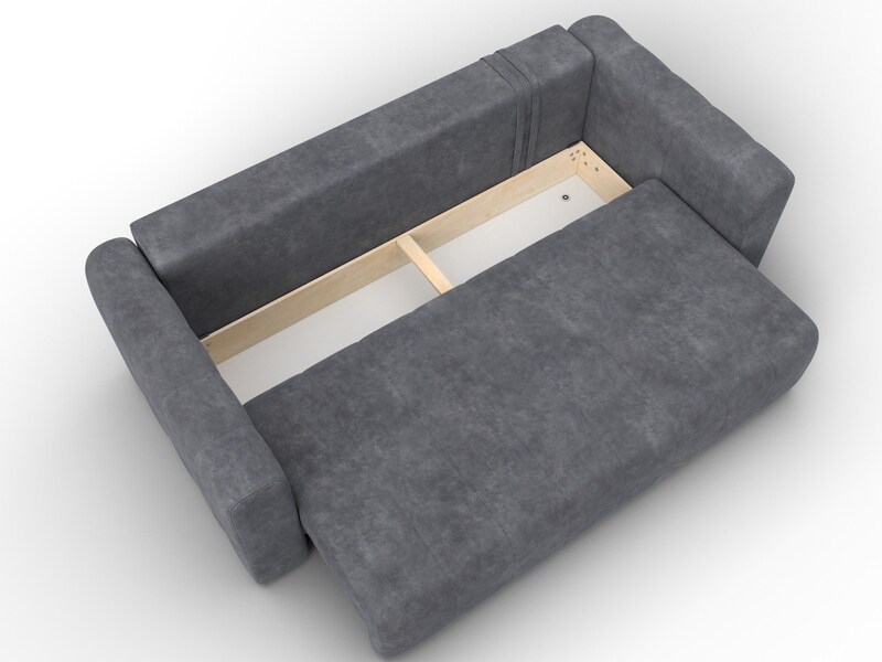 Диван прямой Лига-062 НПБ, Велюр, BRUT 16 темно-серый