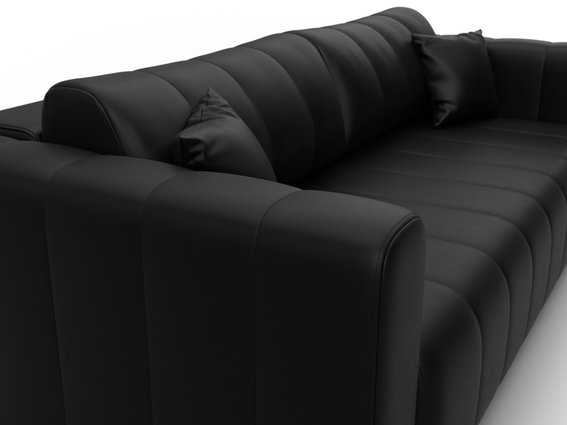 Диван прямой Лига-062 НПБ, Экокожа, GRIFON 18 черный