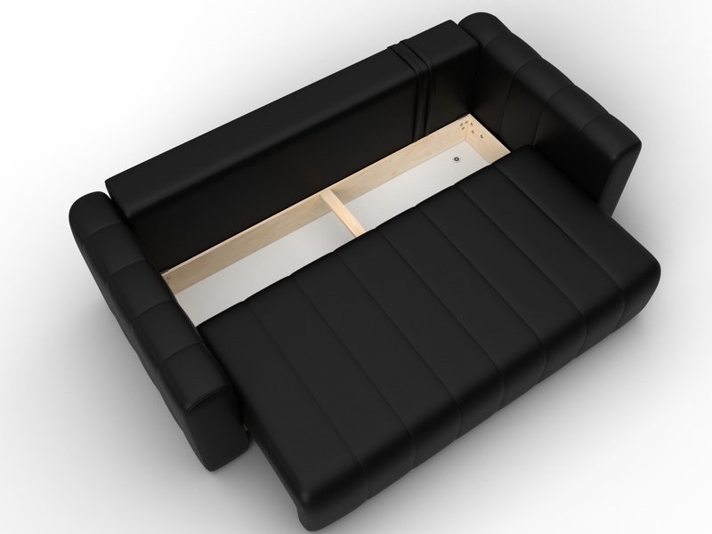 Диван прямой Лига-062 НПБ, Экокожа, GRIFON 18 черный