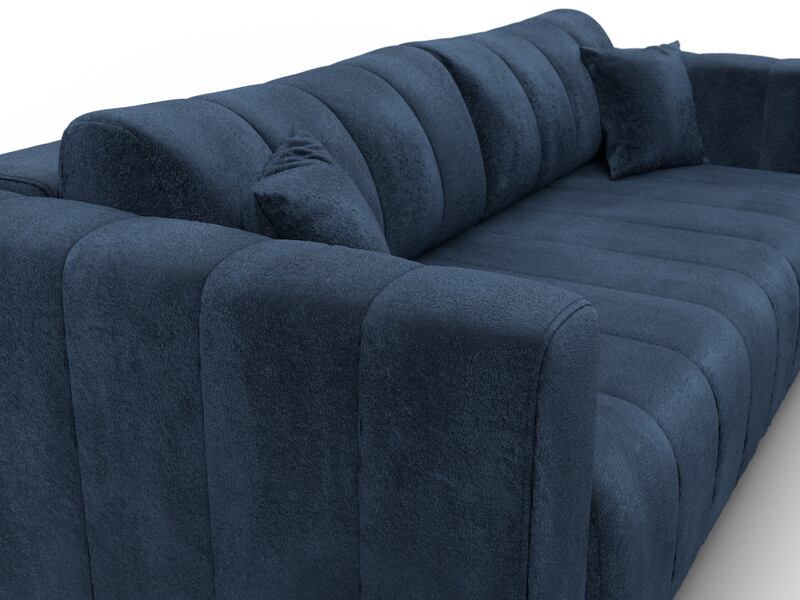 Диван прямой Лига-062 НПБ, Велюр, TOWER 13 синий