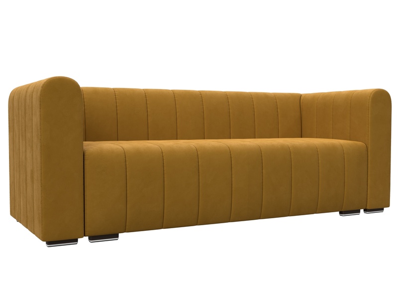 Диван прямой Лига-073, Велюр, BRUT 10 желтый