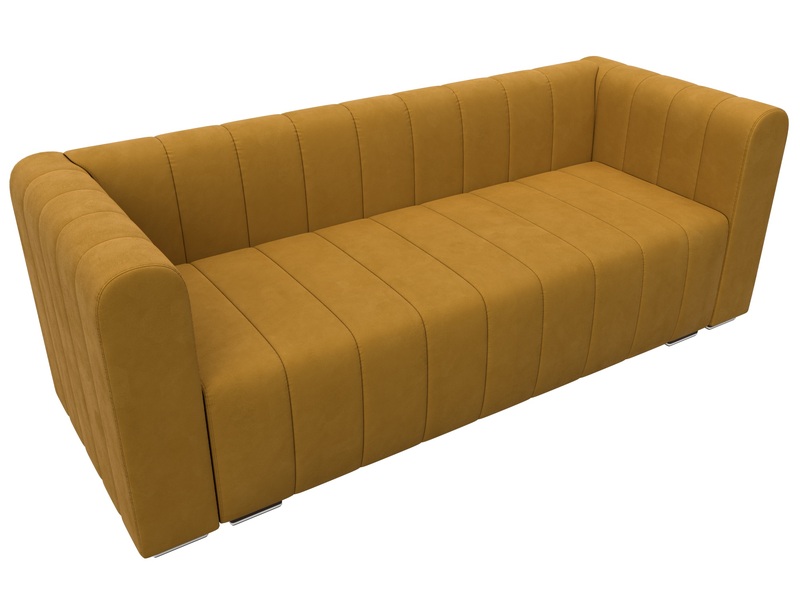Диван прямой Лига-073, Велюр, BRUT 10 желтый