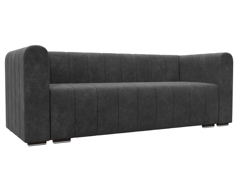 Диван прямой Лига-073, Велюр, BRUT 16 темно-серый