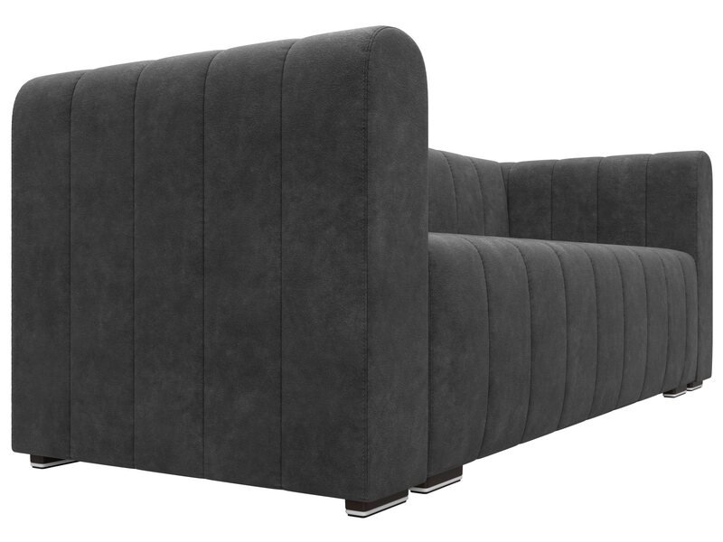 Диван прямой Лига-073, Велюр, BRUT 16 темно-серый