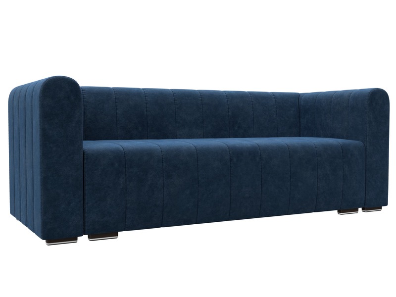 Диван прямой Лига-073, Велюр, BRUT 11 синий