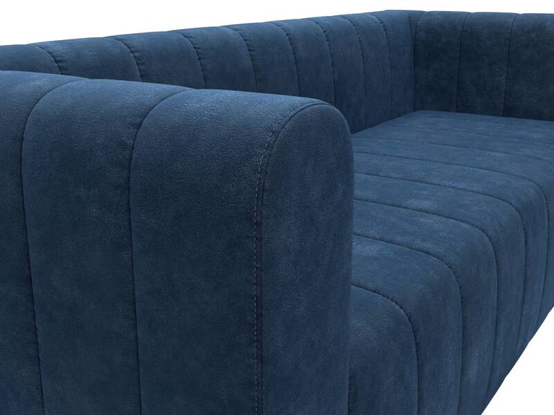 Диван прямой Лига-073, Велюр, BRUT 11 синий
