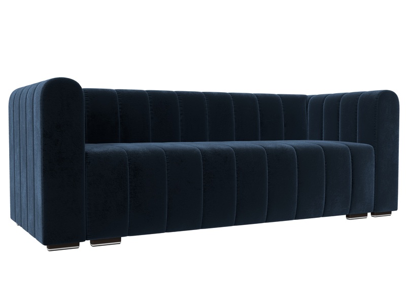 Диван прямой Лига-073, Велюр, TOWER 13 синий