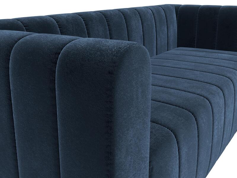 Диван прямой Лига-073, Велюр, TOWER 13 синий