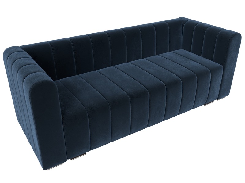 Диван прямой Лига-073, Велюр, TOWER 13 синий