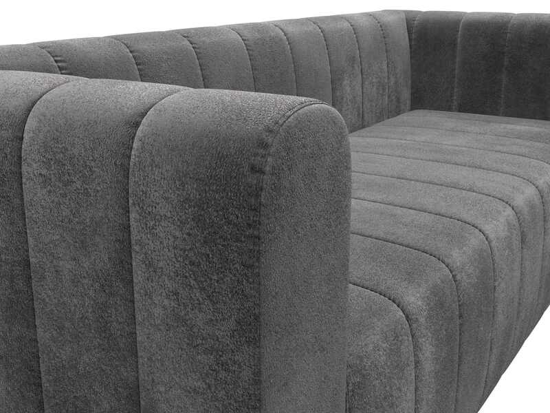 Диван прямой Лига-073, Велюр, TOWER 10 серый