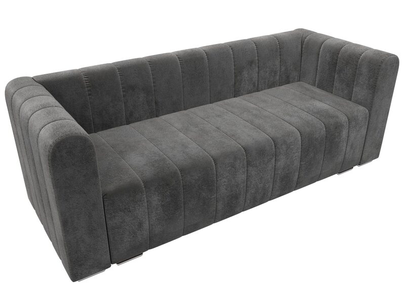 Диван прямой Лига-073, Велюр, TOWER 10 серый