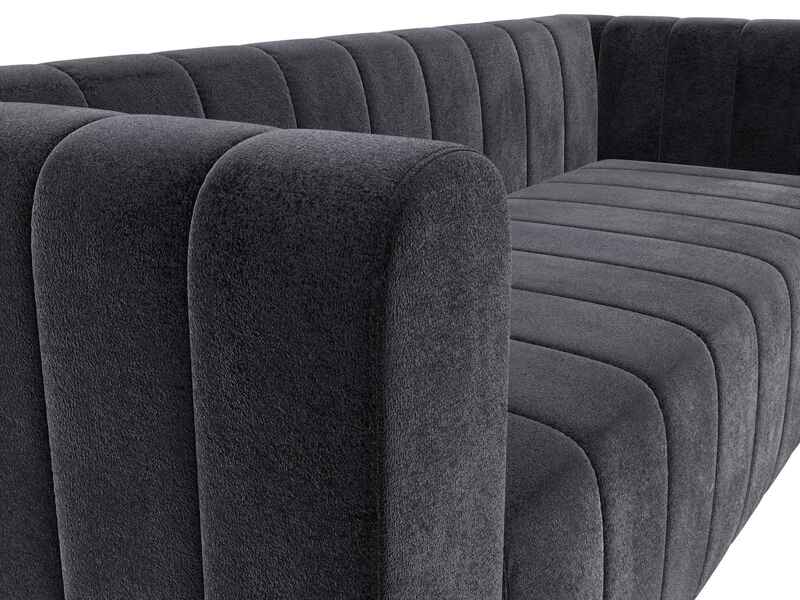 Диван прямой Лига-073, Велюр, TOWER 11 темно-серый