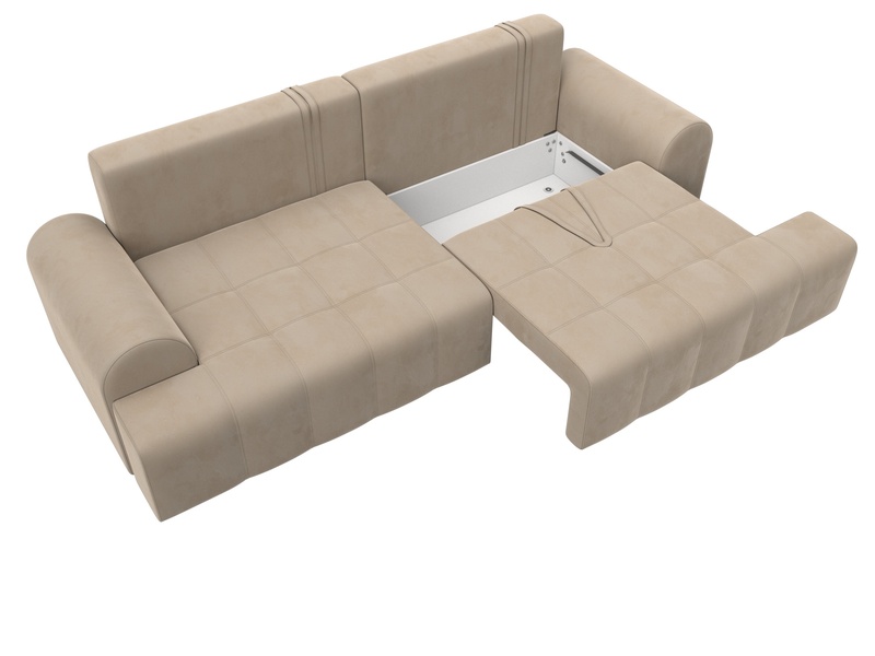 Диван прямой Лига-080, Велюр, SEVEN 729 бежевый