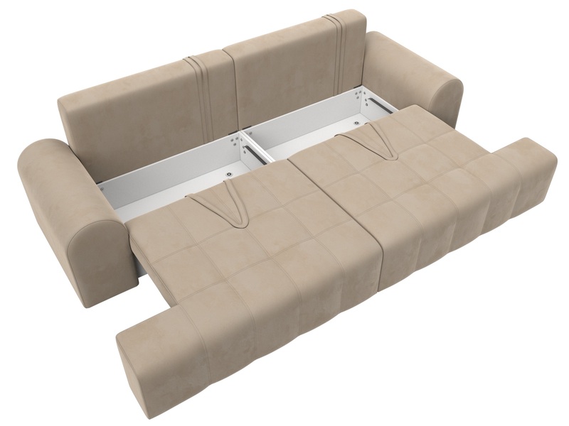 Диван прямой Лига-080, Велюр, SEVEN 729 бежевый