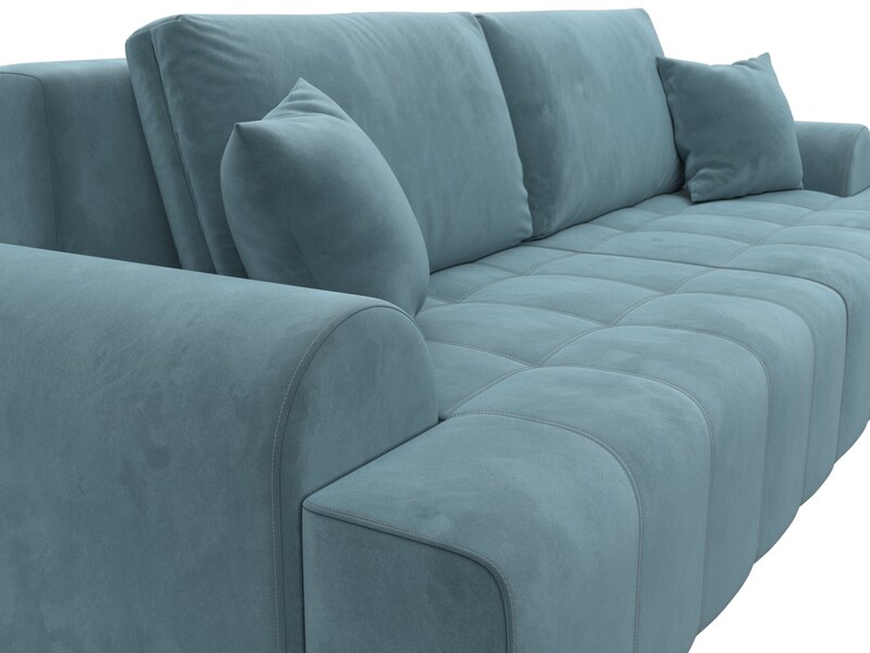 Диван прямой Лига-080, Велюр, SEVEN 113 бирюзовый