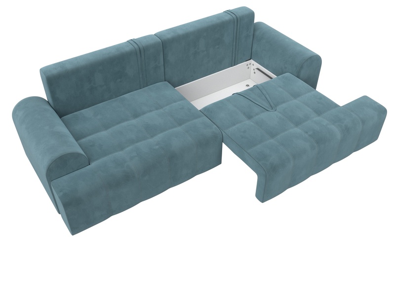 Диван прямой Лига-080, Велюр, SEVEN 113 бирюзовый
