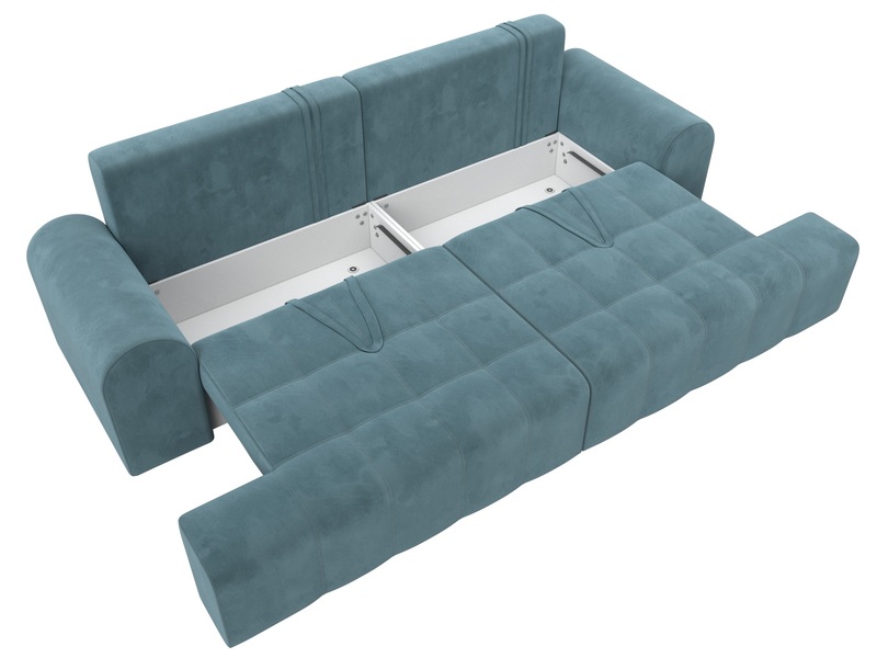 Диван прямой Лига-080, Велюр, SEVEN 113 бирюзовый