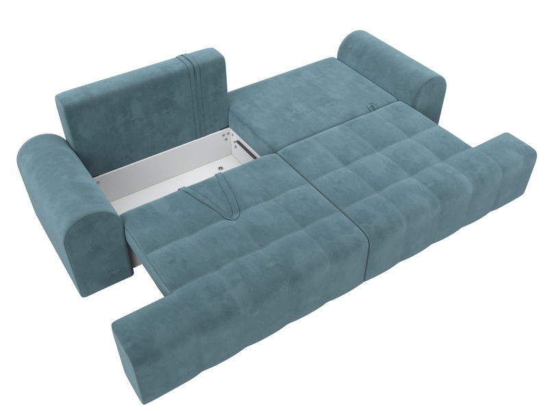 Диван прямой Лига-080, Велюр, SEVEN 113 бирюзовый