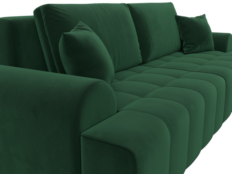 Диван прямой Лига-080, Велюр, SEVEN 626 зеленый