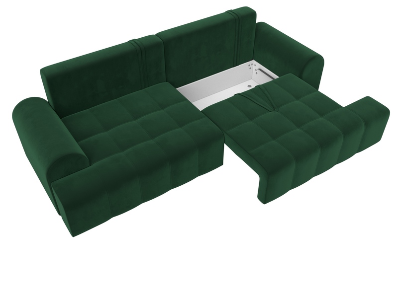 Диван прямой Лига-080, Велюр, SEVEN 626 зеленый