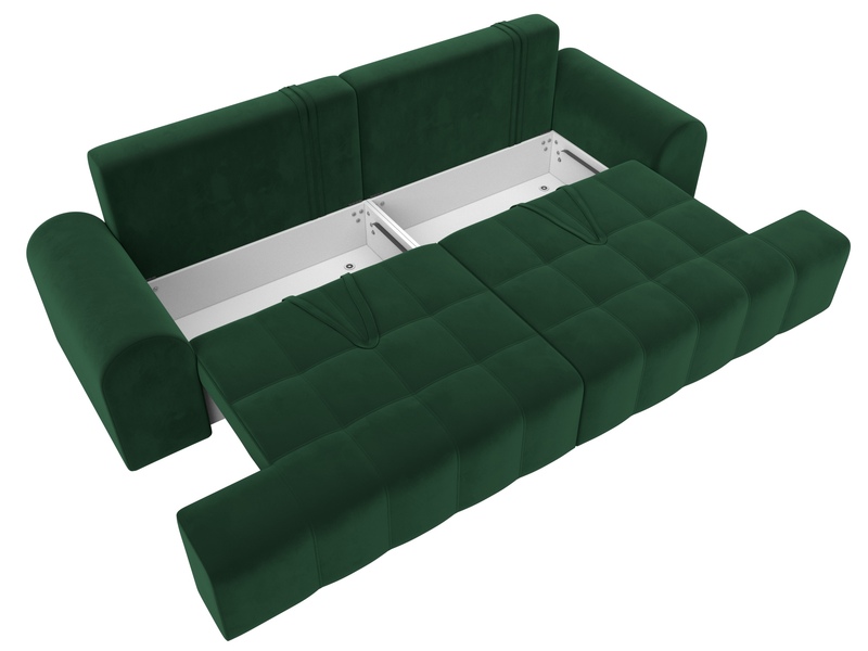 Диван прямой Лига-080, Велюр, SEVEN 626 зеленый
