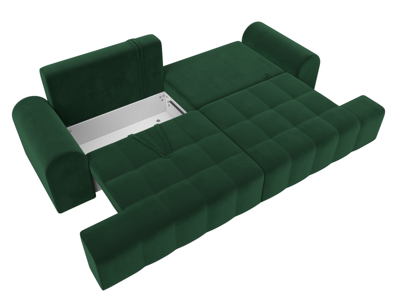 Диван прямой Лига-080, Велюр, SEVEN 626 зеленый