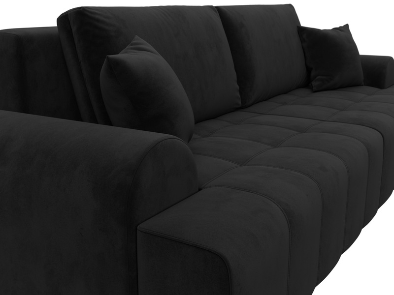 Диван прямой Лига-080, Велюр, SEVEN 35 черный