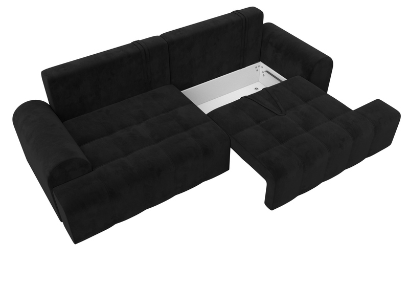 Диван прямой Лига-080, Велюр, SEVEN 35 черный