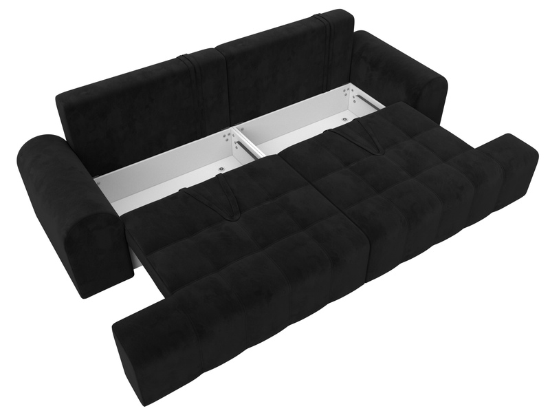 Диван прямой Лига-080, Велюр, SEVEN 35 черный