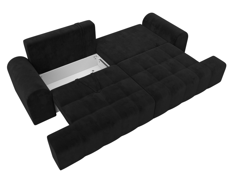 Диван прямой Лига-080, Велюр, SEVEN 35 черный
