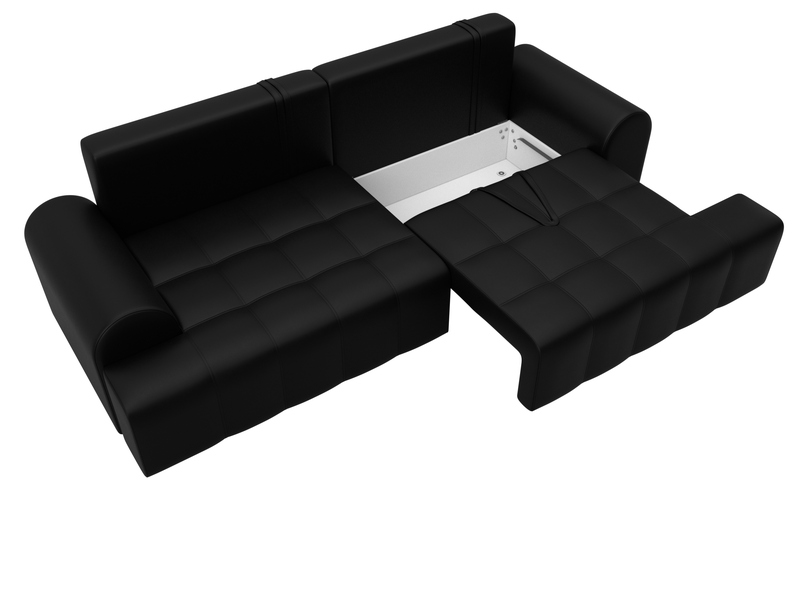 Диван прямой Лига-080, Экокожа, GRIFON 18 черный