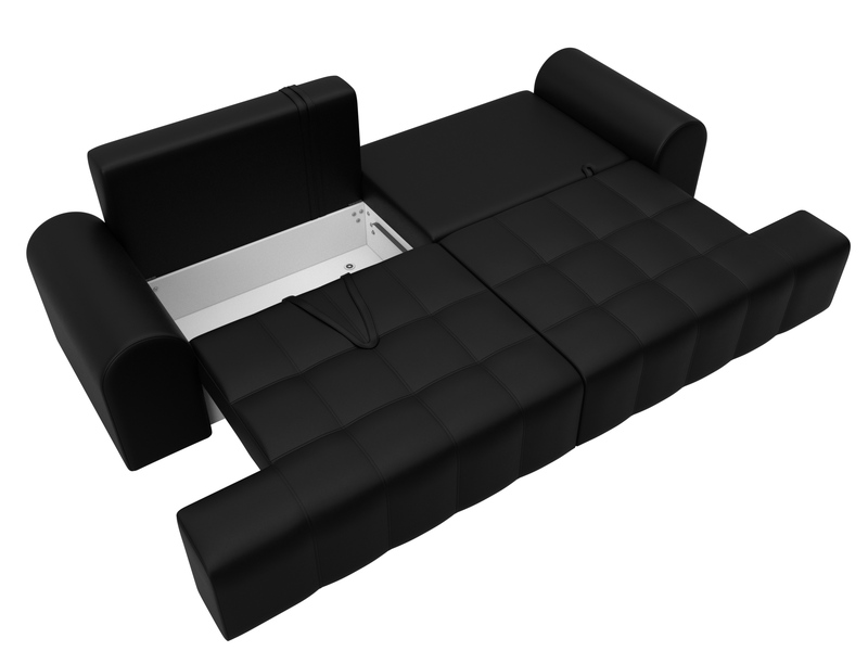 Диван прямой Лига-080, Экокожа, GRIFON 18 черный