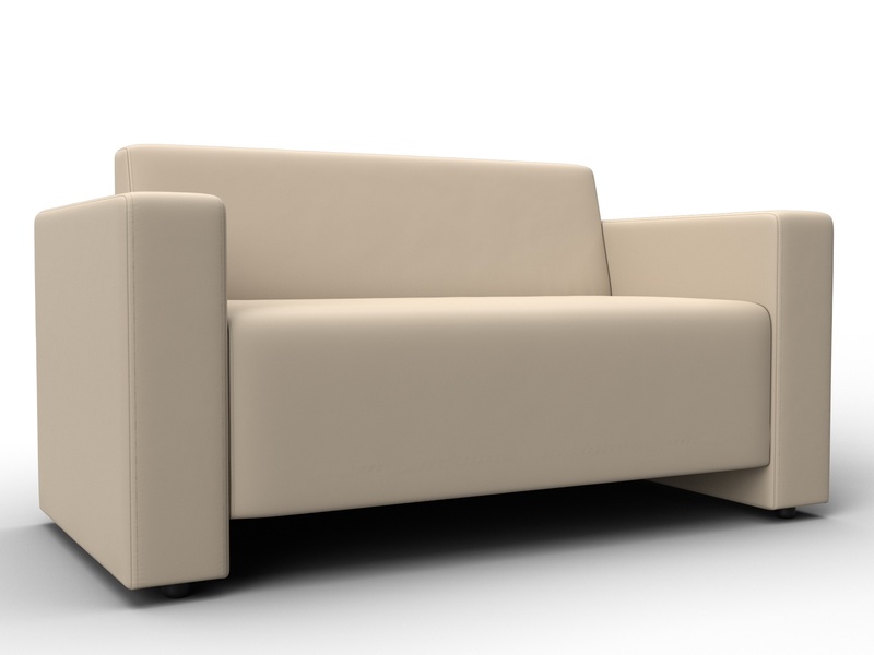 Диван прямой Лига-093, Экокожа, Бежевый