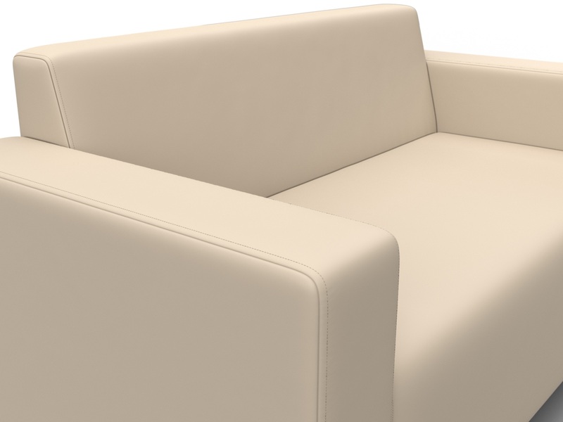 Диван прямой Лига-093, Экокожа, Бежевый