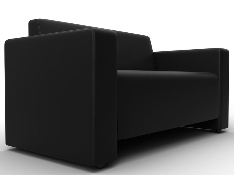 Диван прямой Лига-093, Экокожа, Черный